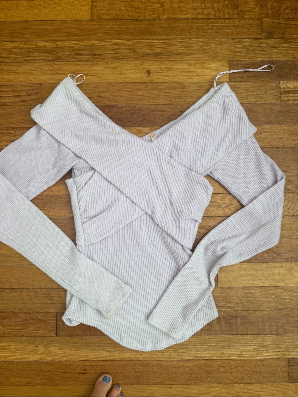 Free People Off-Shoulder Ribbed Top - Light Lavender